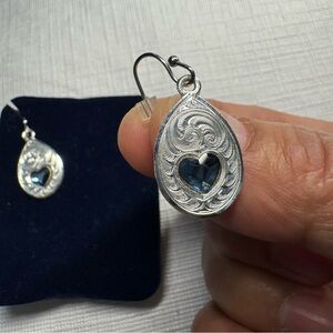 Montana Silversmiths Silver Earrings with Blue Heart